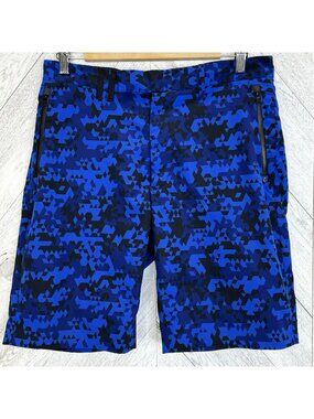 RLX Ralph Lauren Golf Shorts Mens Size 32 Blue Geometric Print 10" Inseam
